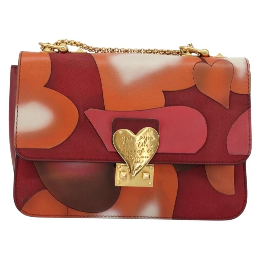 Valentino Leather Chain Shoulder Bag Red